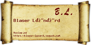 Blaser Lénárd névjegykártya